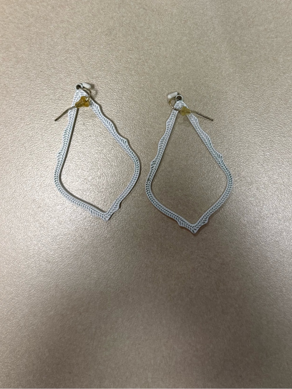 Kendra Scott White Filigree Teardrop Dangle Earrings with Gold Accents